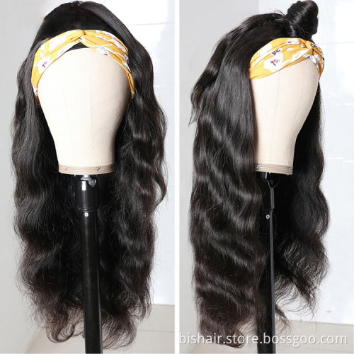 Head band Wigs For Black Women Malaysian Body Wave Human Hair Wigs With Headband Glueless Remy Scarf Headband Wig Human Hair